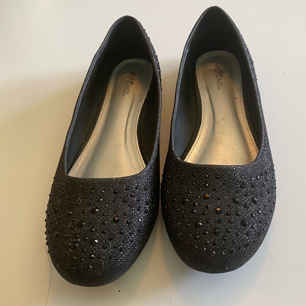 Hotcakes Black Beaded Flats Sz 12